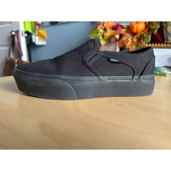 VANS Off The Wall Classic Slip On 500714 Black Canvas Shoes Size 8.5 - Picture 4 of 4